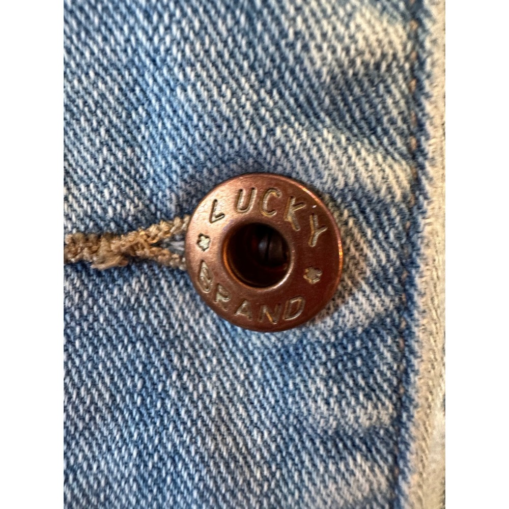 Lucky Brand Handcrafted 1990 Denim Trucker Jacket Light Wash Blue Mens Medium - Picture 4 of 14